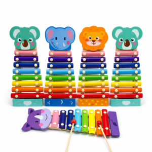 drveni dečji ksilofon – muzička igračka sa čekićima, 31,5 cm