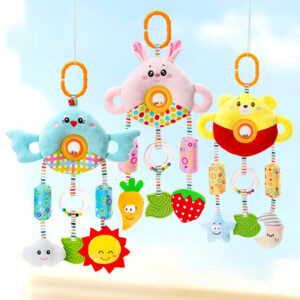 Viseća edukativna igračka za bebe – Mekana senzorna igračka sa zvečkama i šuškavim elementima